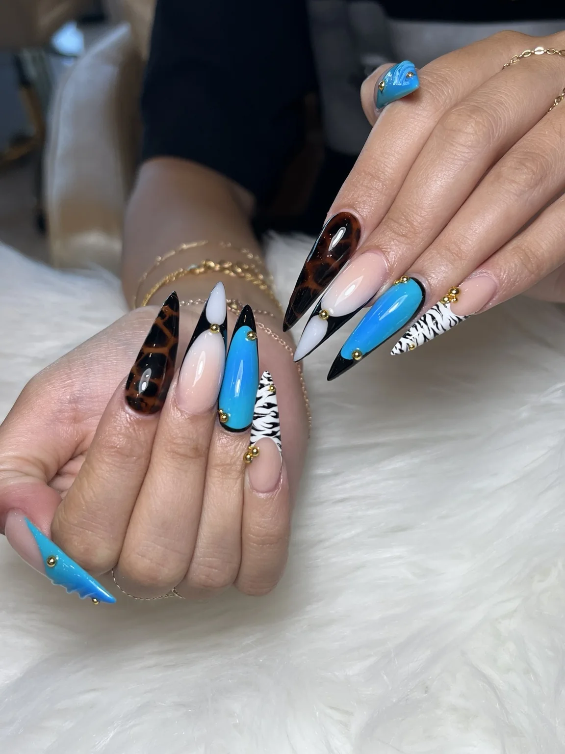 Blue Black Acrylic Nails in San Marcos, TX