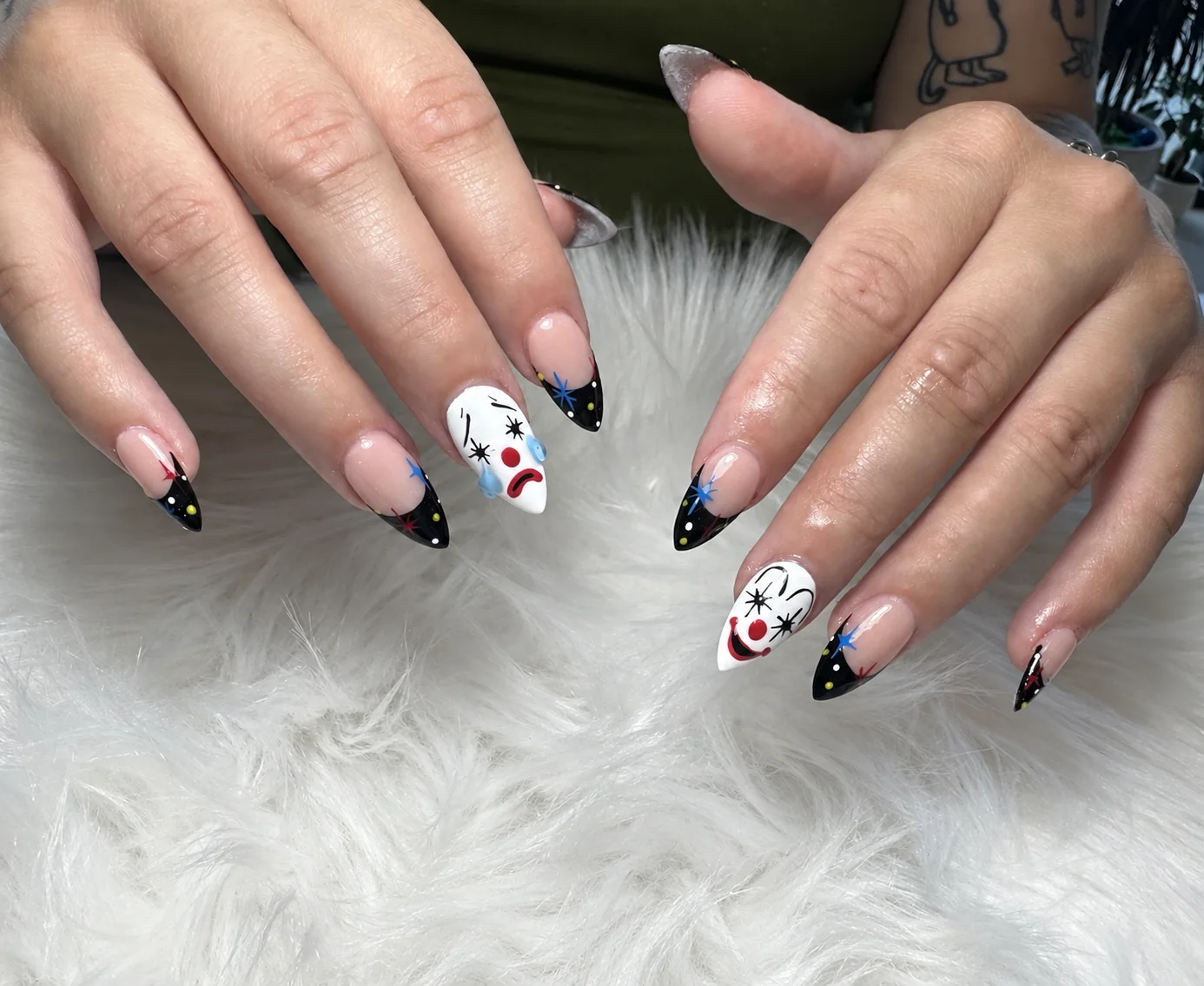 Custom Nail Art Black Clown in San Marcos, TX
