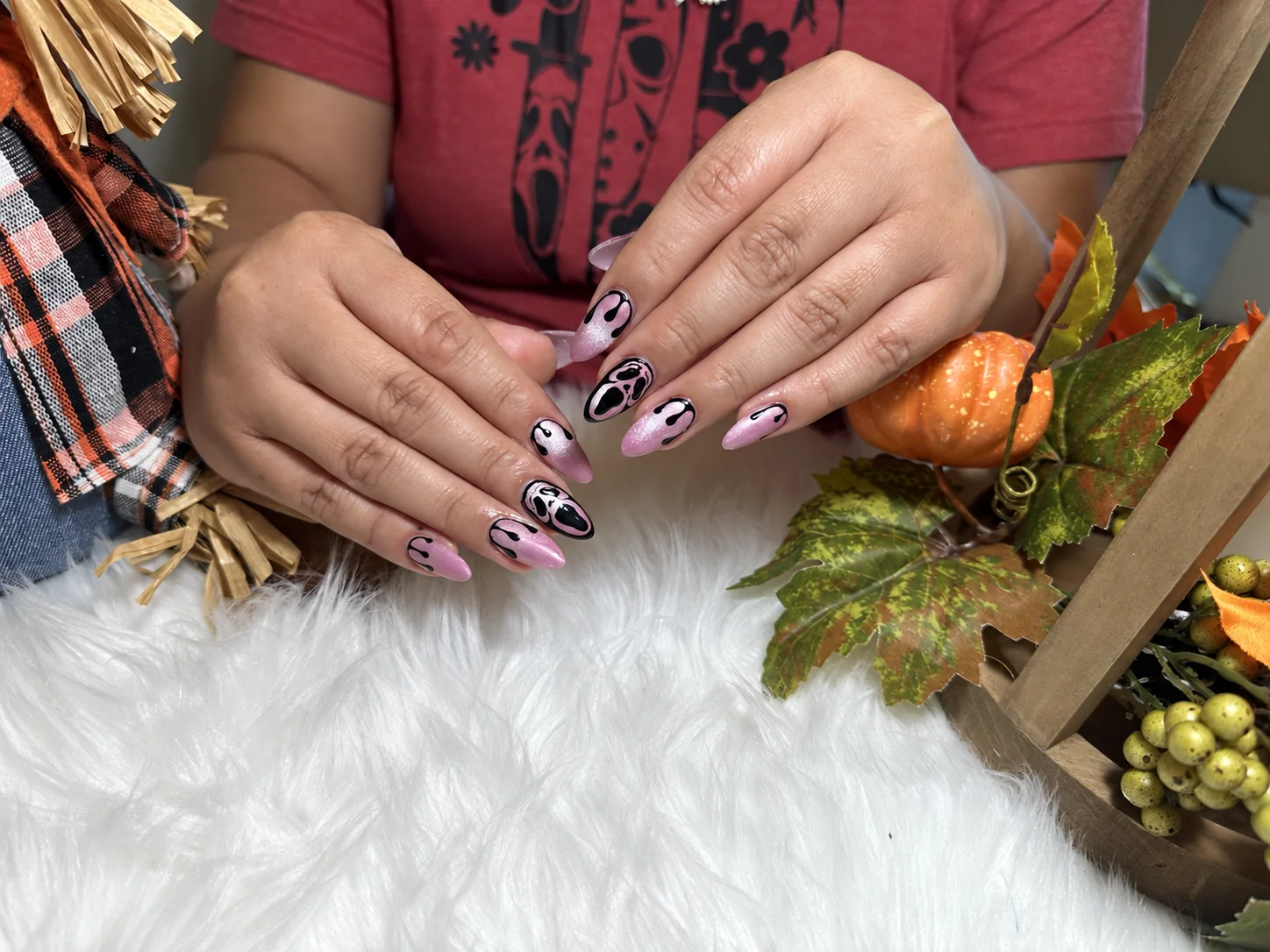 Custom Nail Art Pink Black in San Marcos, TX