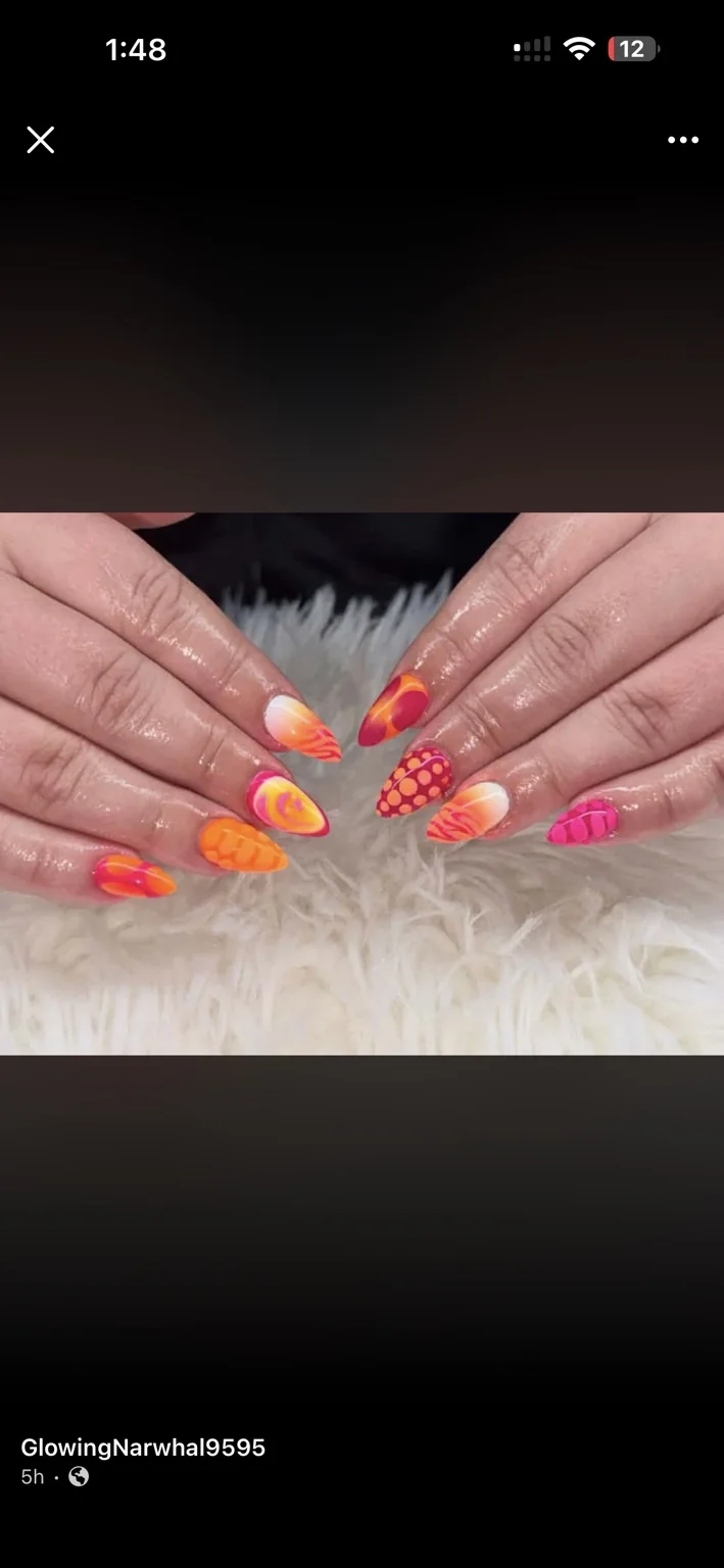 Orange Polka Dot Nail Art in San Marcos, TX