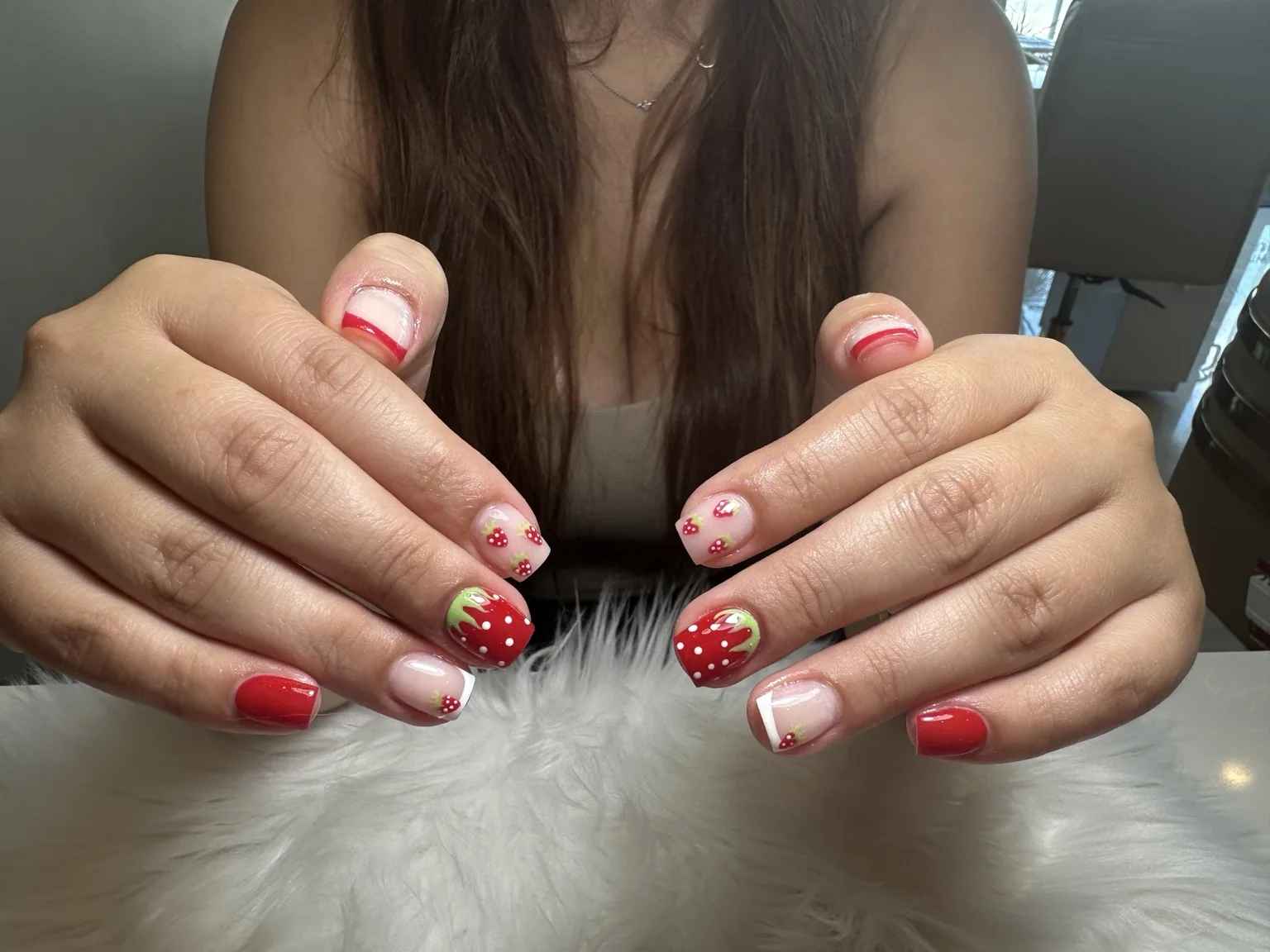 Red Floral Manicure in San Marcos, TX